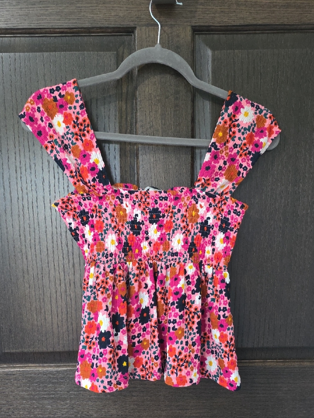 Floral Smocked Tank Top in Pink